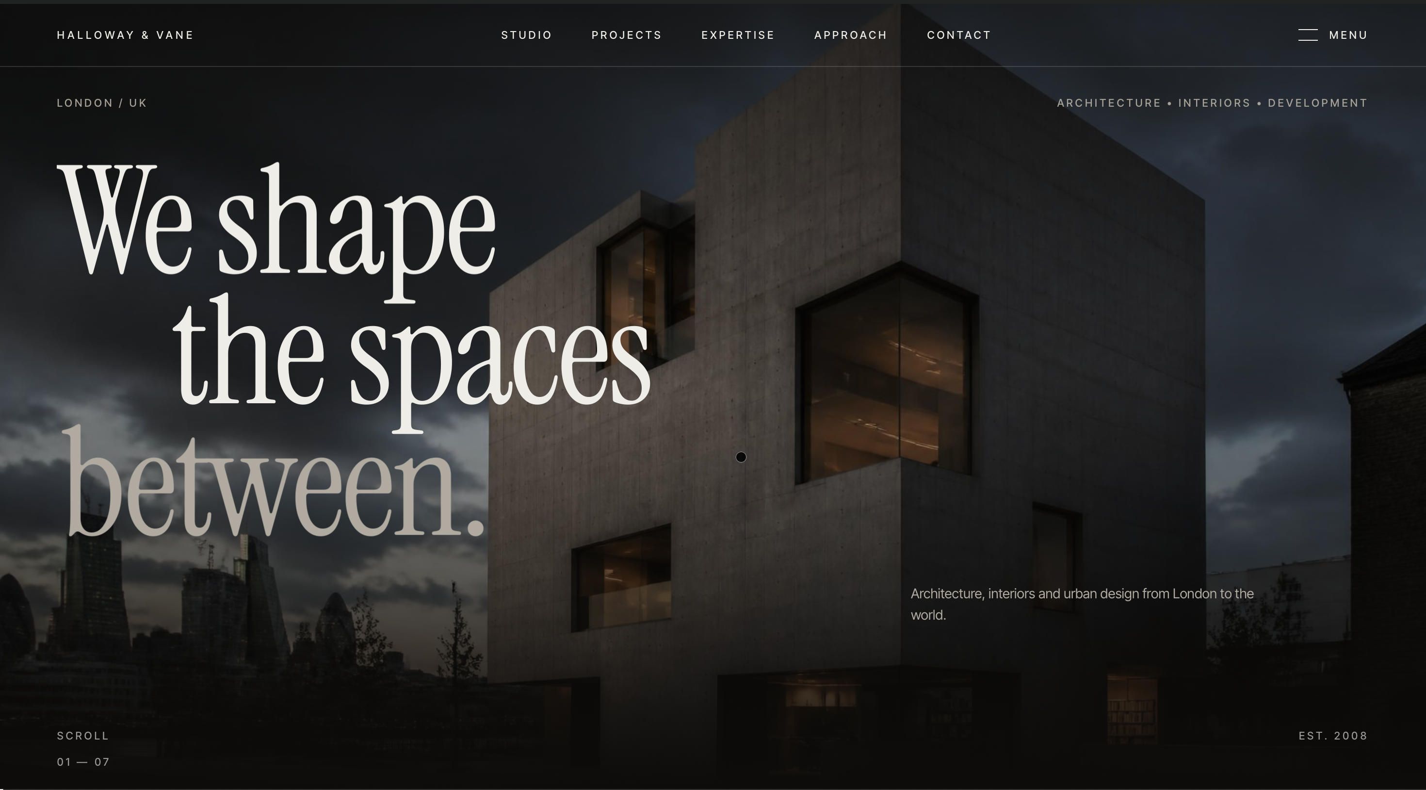 Halloway and Vane architecture website designed by OSMedia