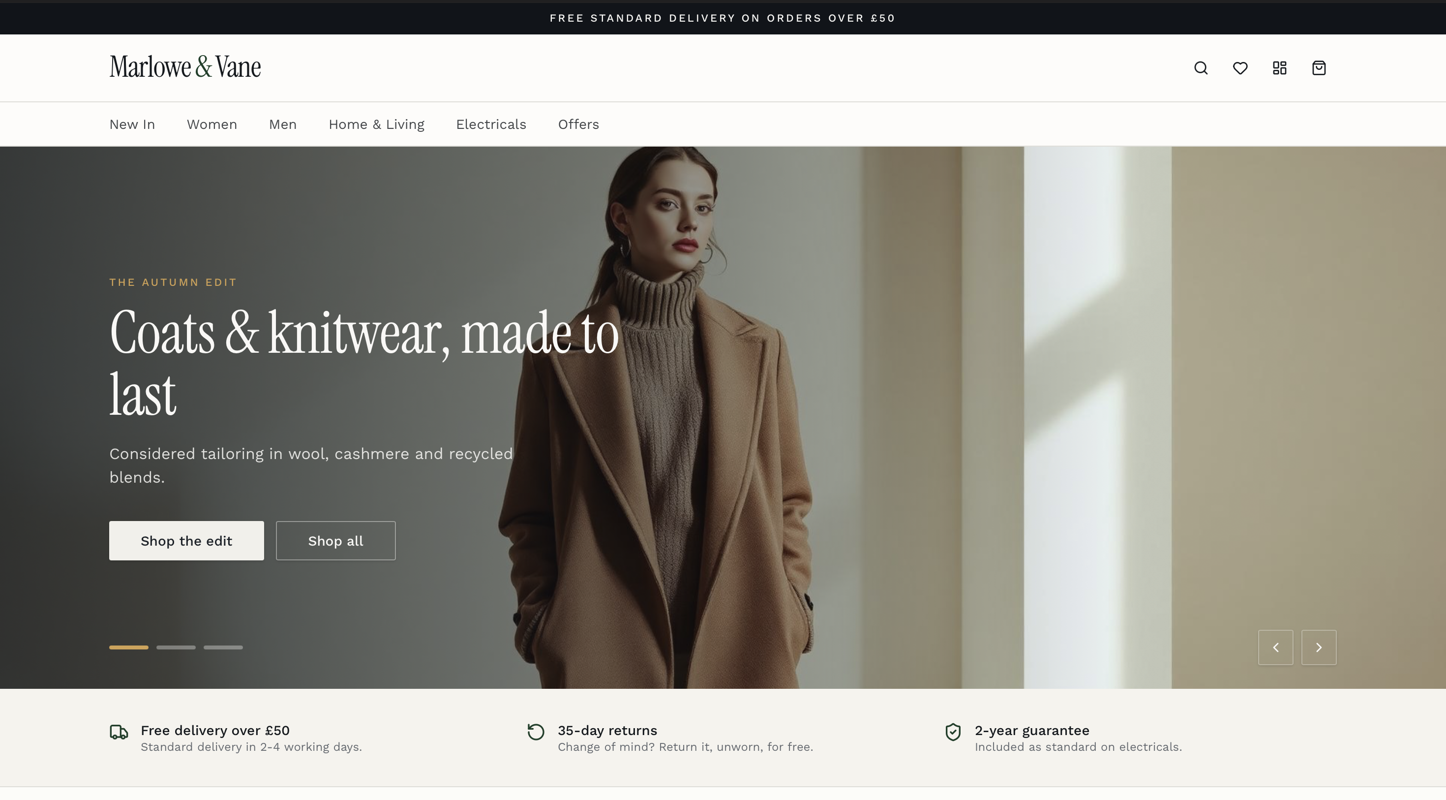 Marlowe and Vane ecommerce website
